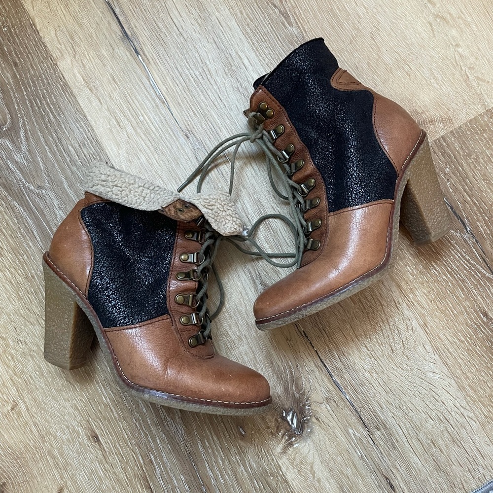 Sam Edelman Leather Sherpa Ankle Boots